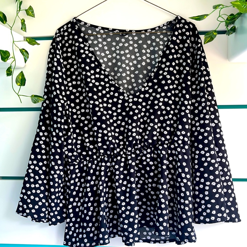 SHEIN Black and white floral shirt